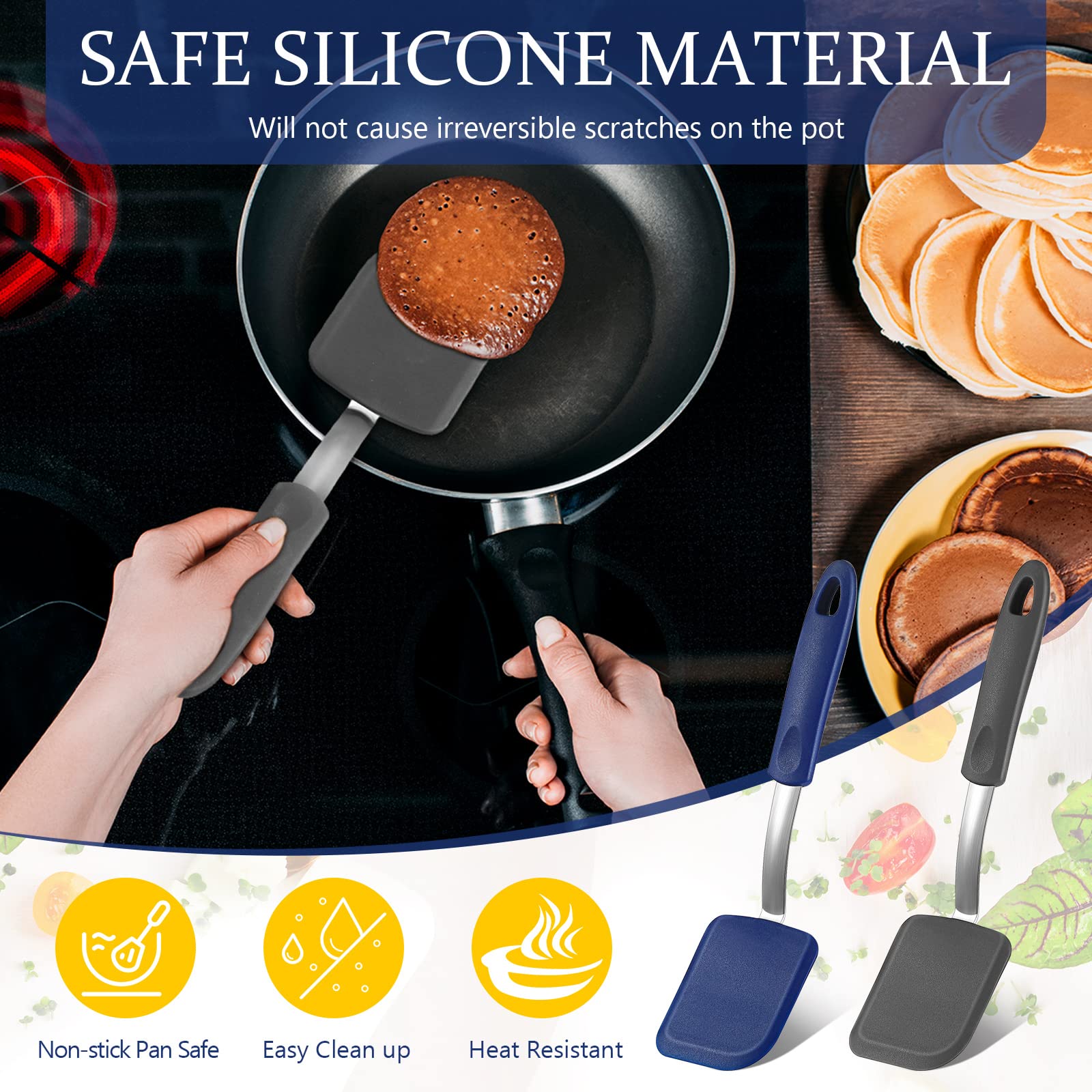 Silicone Cookie Spatula Turner 2 Pack Mini Brownie Spatula Flexible Kitchen Small Silicone Spatulas For Nonstick Cookware Heat R